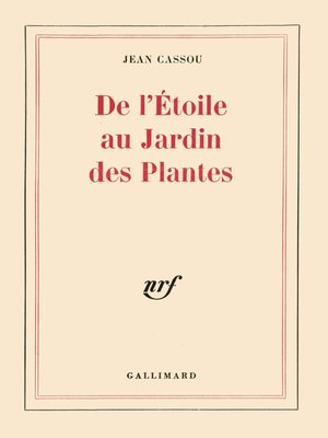 cover image of De l'Étoile au Jardin des Plantes